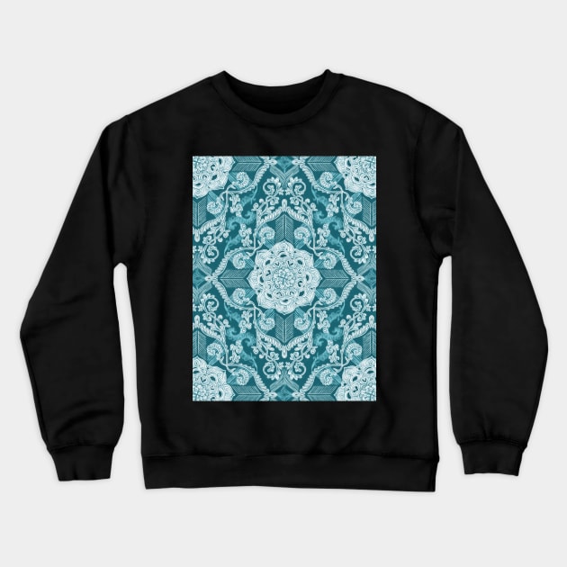 Centered Lace - Teal Crewneck Sweatshirt by micklyn